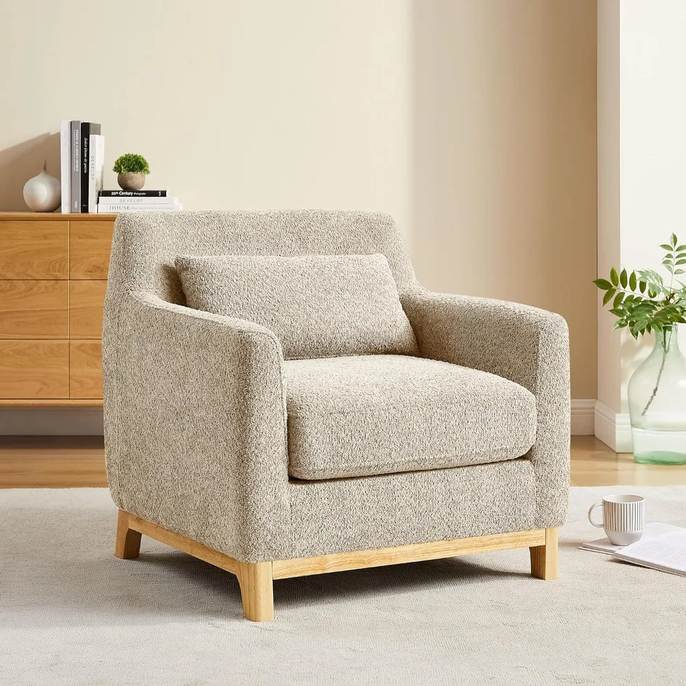 

Extra Deep Accent Chair, Fabric Upholstered Comfy Reading Armchair for Living Room, Bedroom Single Seat Sofa Chair