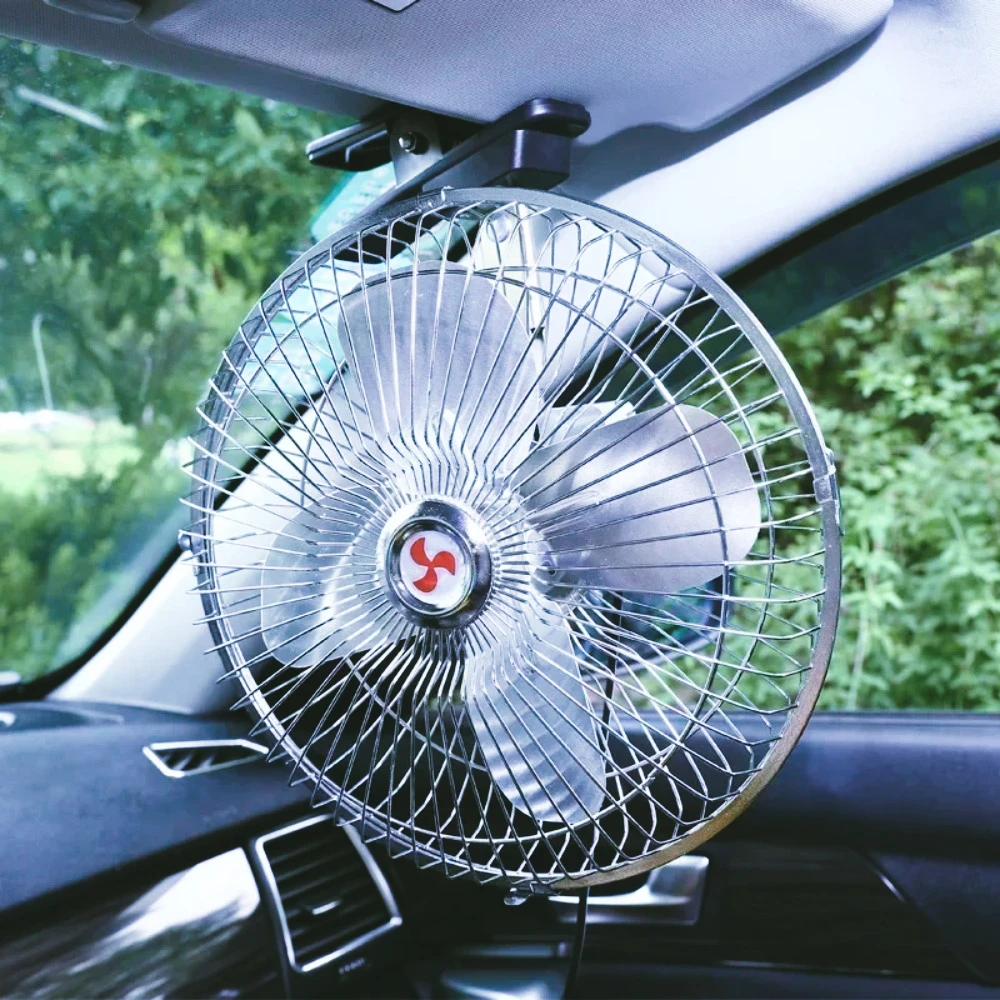Ventilador Eléctrico para Coche  12/24V, Duraro,  10 Pulgadas, Metálico,  Alta Resistencia, con Cabezal Oscilante Automático par