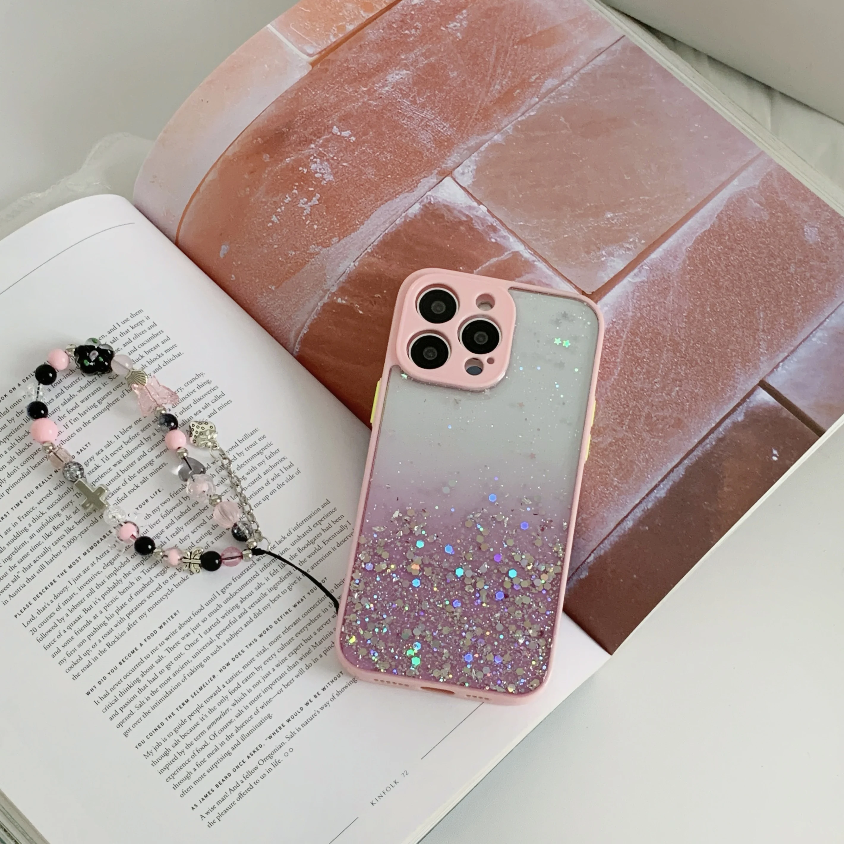 Exquisite Star Shiny Powder Phone Case With Chain For iPhone 15 14 13 12 11 Plus Mini Pro Max X XS XR 7 8 Cover