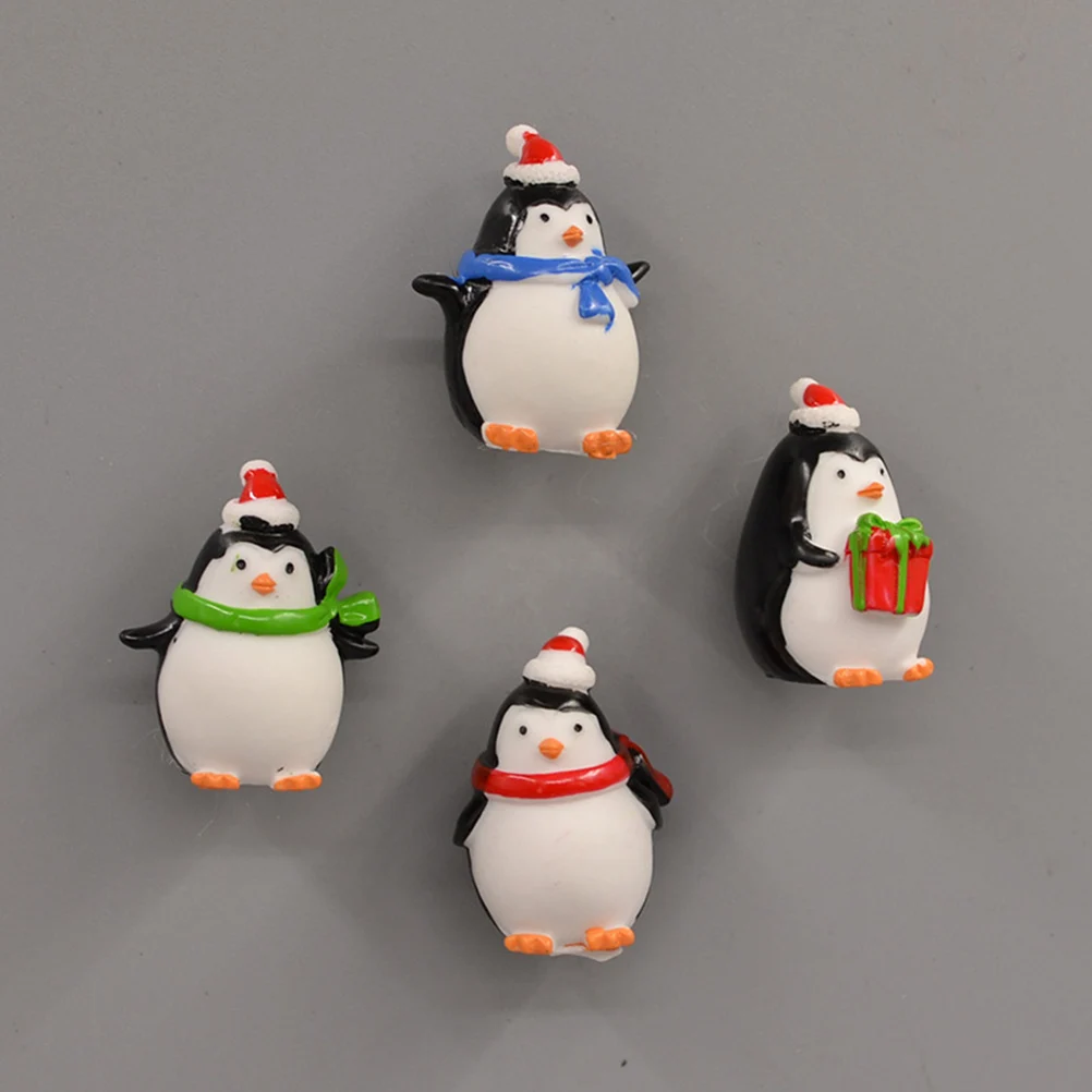 

4Pcs Penguin Resin Fridge Magnets Cartoon Magnetic Stickers Refrigerator Decoration Home Office Christmas Gift