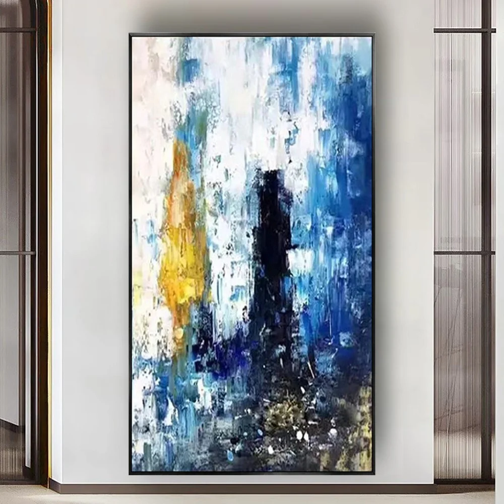 hand painted Oil Painting On Canvas Abstract Painting In Dark And Light Green Wall Art Pictures Decor Home indoor tasteful decor
