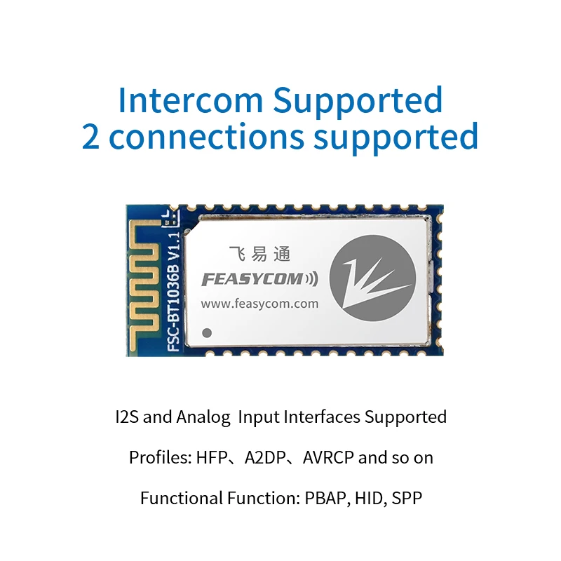 Feasycom Bluetooth 5.2 Dual Mode Transmitter Receiver Module for Audio and Data Communication FSC-BT1036B