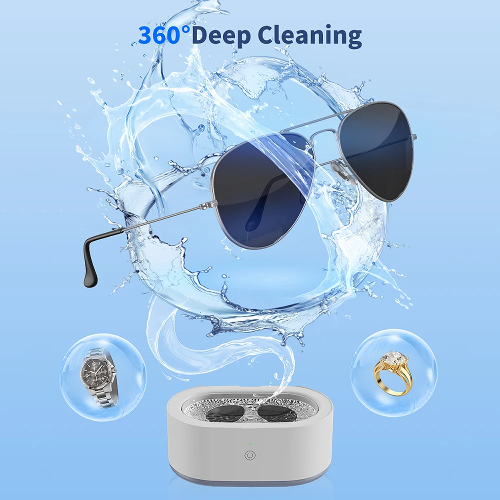 Ultrasonic Cleaner 600ML Professional Sonic Cleaner Denture Cleaning Machine Timer for Jewelry Ring Watch Band Eyeglasses Razors