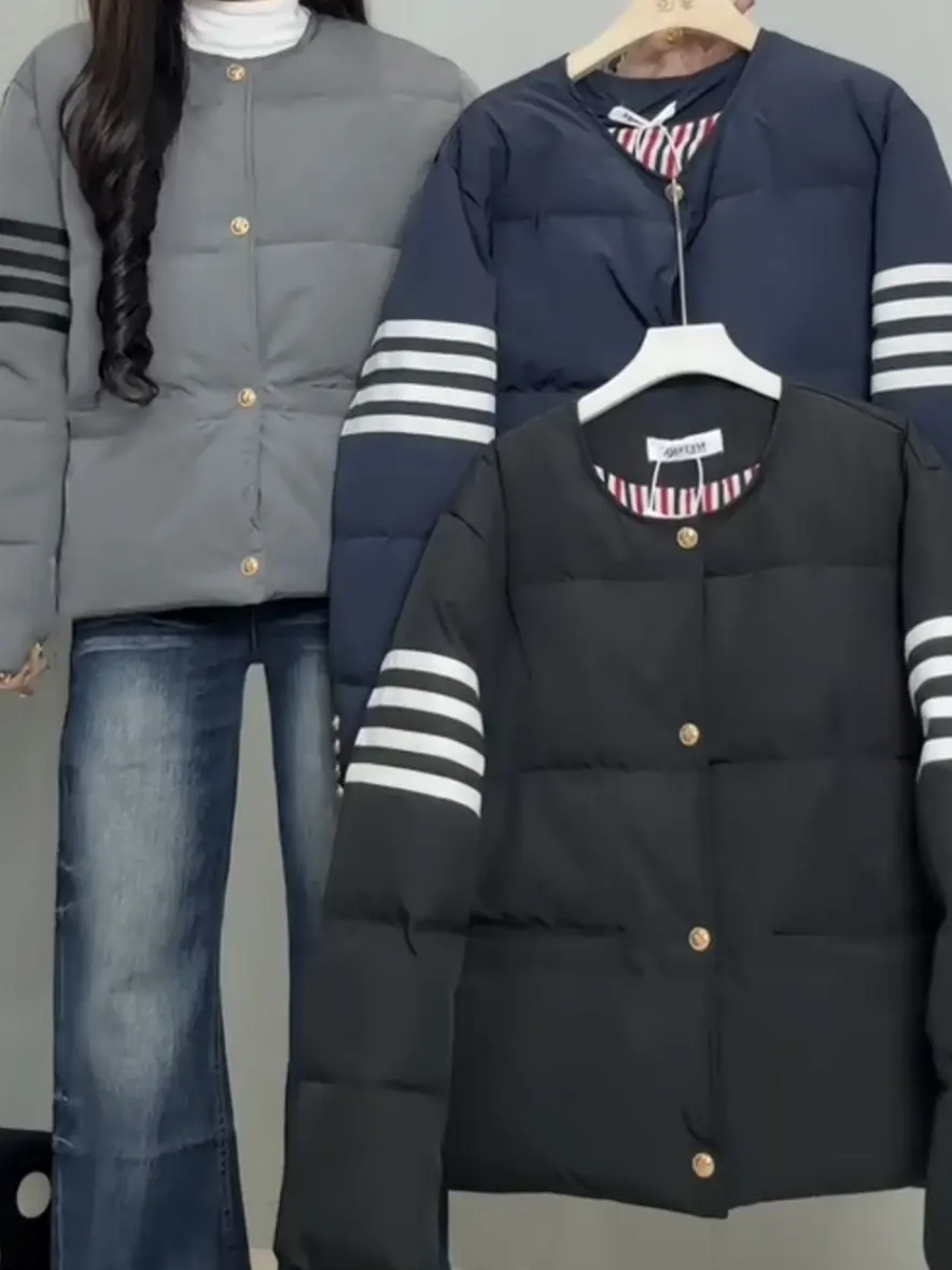 

plus Size Women's Lazy Sle Loose Thi Long Sve Cotton Jaet Striped Warm Outerwear Commute Faion round Ne Single B...