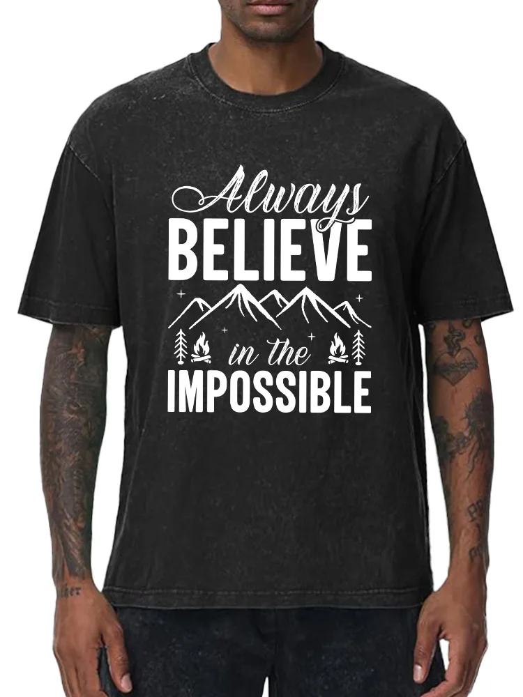 تي شيرت جرافيك مغسول كبير الحجم من Always Believe 100% قطن ملابس الشارع الشهير للرجال ملابس هيب هوب كلاسيكية فضفاضة