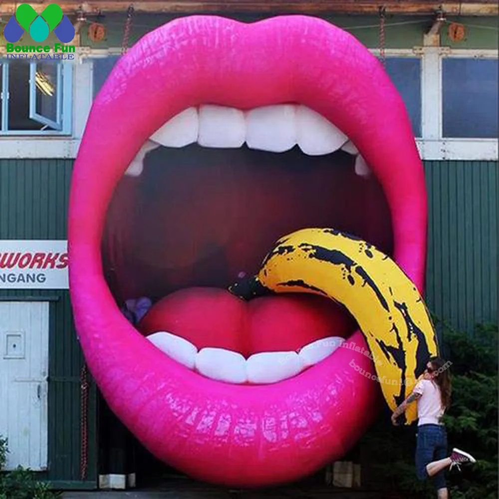 Balão de boca inflável aberto gigante, lábio vermelho para decoração de palco, festa de casamento, moda, sexy