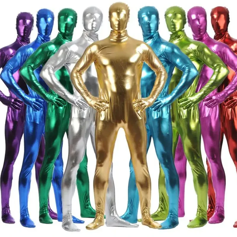 

Metallic Spandex Bodysuit Shiny Catsuit Sexy Unisex Zentai Full Body Suit Costume Party Wet Look One Piece Unitard S-3XL