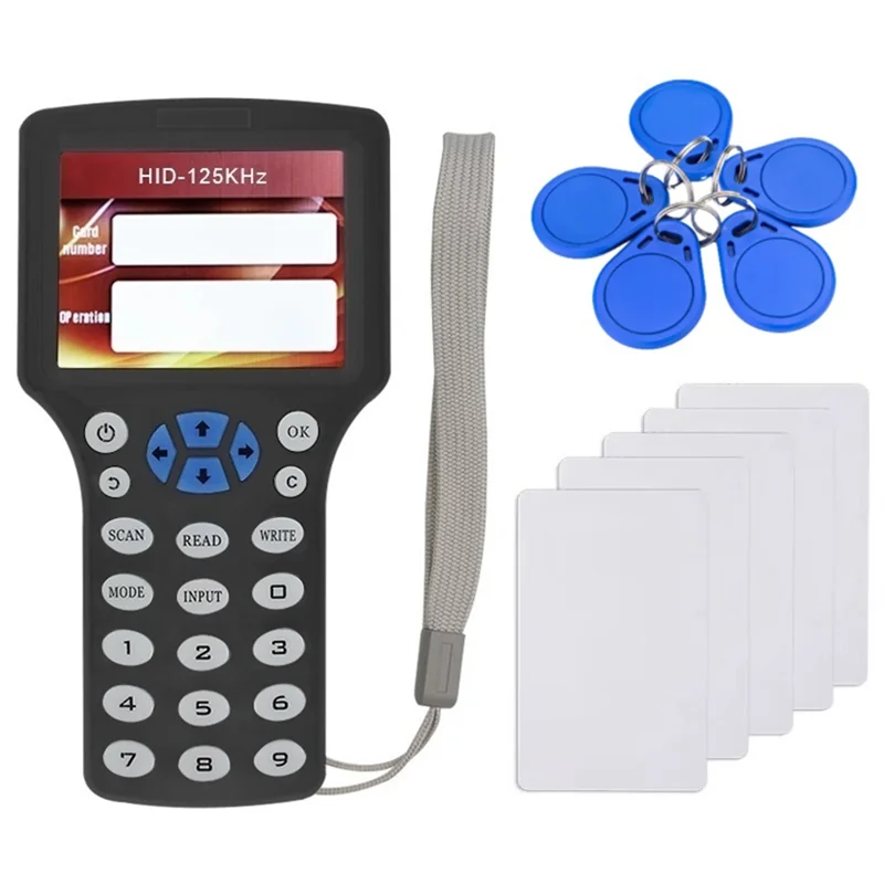 [NEW A09R!】 10 Frequency RFID NFC Smart Card Reader Writer Duplicator +5XCUID Card/Keychain 125K 13.56Mhz RFID Copier Key Replic