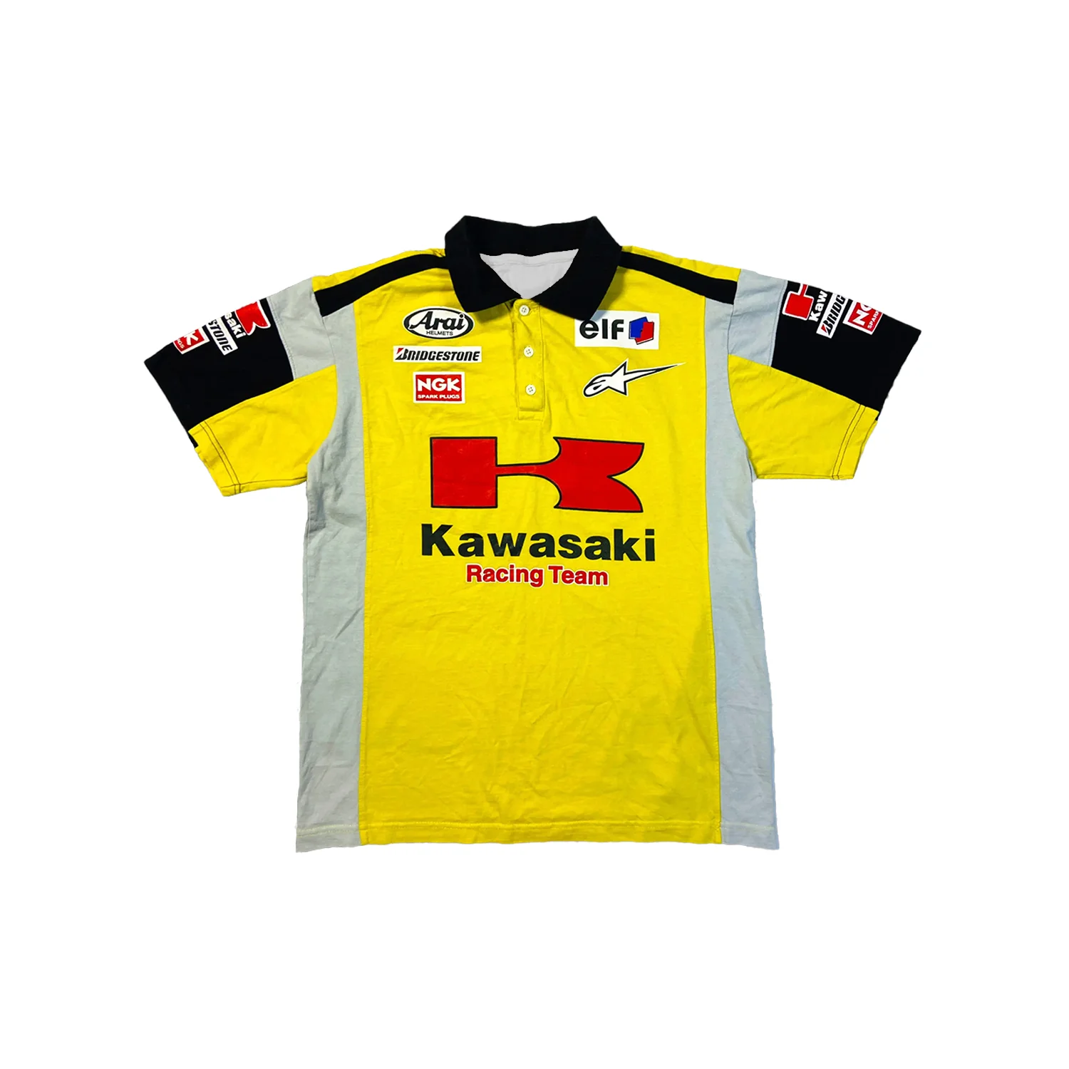 

1990s Kawasaki Archives Retro polo Shirt Kawasaki Team Uniform Motorcycle Riding Short Sleeve Summer Classic Tee