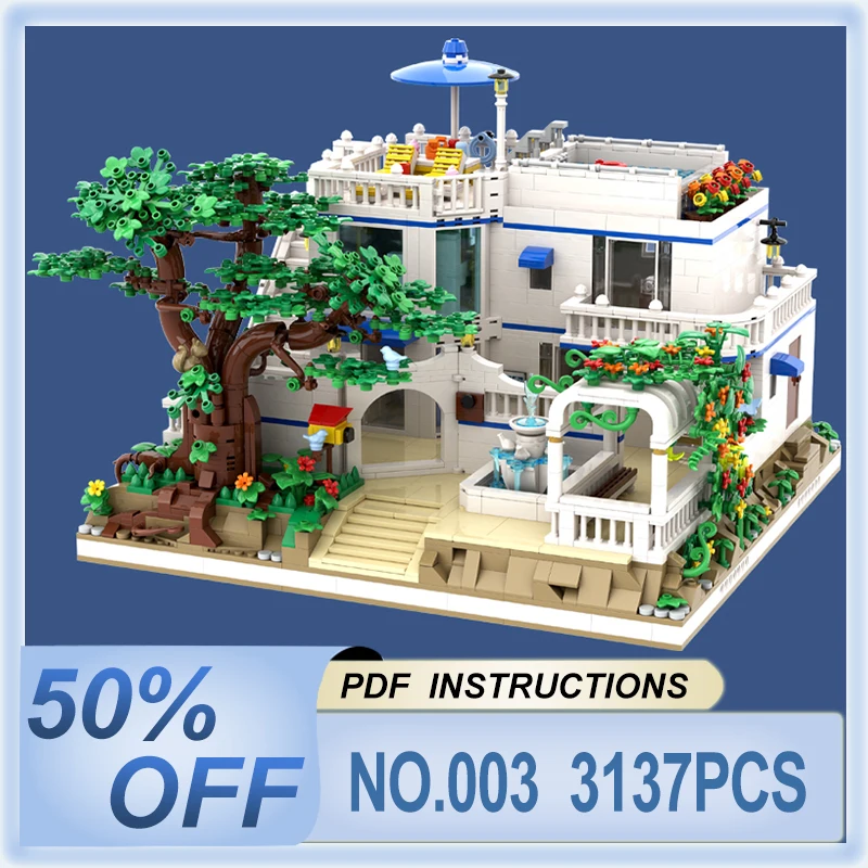 Unikalny Nowy MOC 003 Techniczny Model Willi Wakacyjnej, Modułowy Zestaw Klocków, Puzzle z Klocków, Zabawki DIY, Prezenty Świąteczne dla Dzieci
