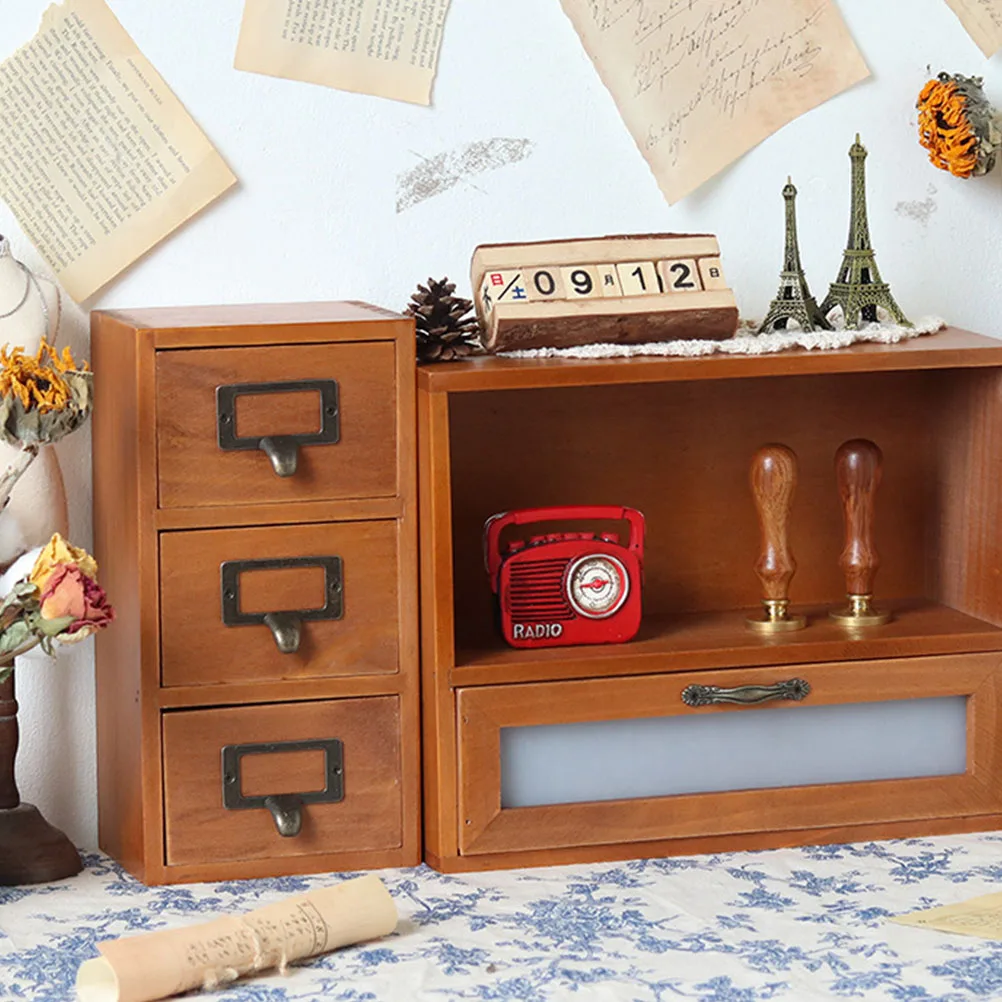 

Wooden Storage Box Premium Material Practical Desktop ganizer Multi layer Container Office Crate Storage Case