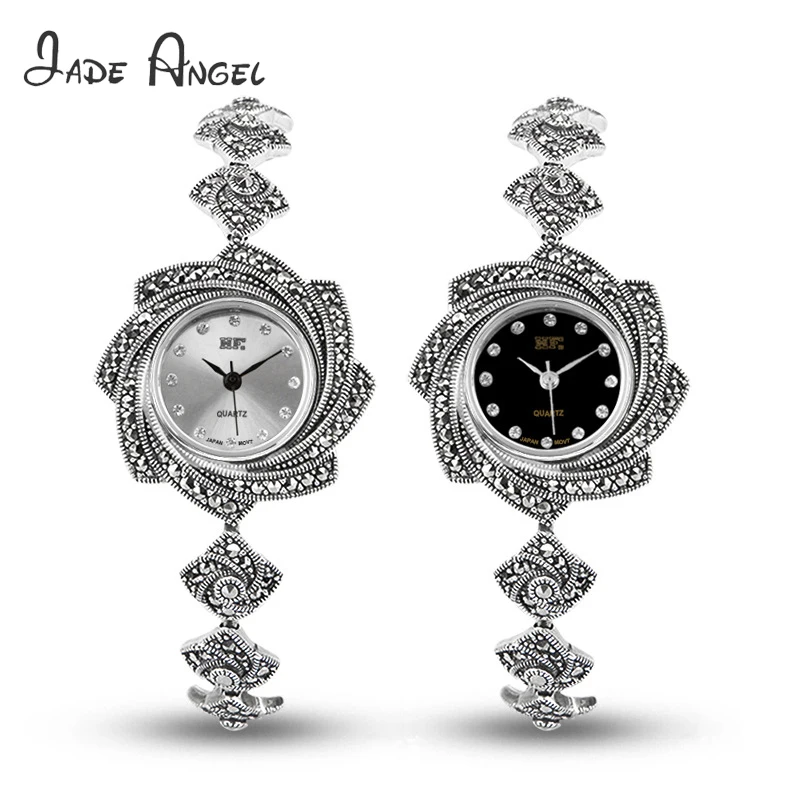 JADE ANGEL S925 Sterling Silver Watch Jewelry Simple Beautiful Retro Flower Ladies Bracelet 2022 New Fashion Ladies Bracelet