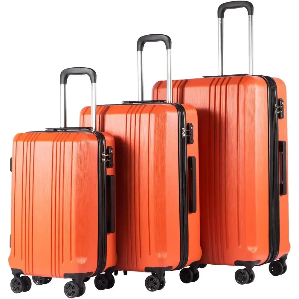 

3-Piece Hardshell Suitcase Set with TSA Lock, Lightweight Spinner in Orange