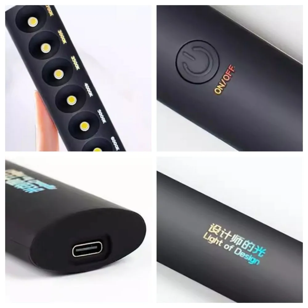 

Spotlight Portable Color Temperature Stick 6 Modes Rechargeable Designer's Light Handheld Multifunction