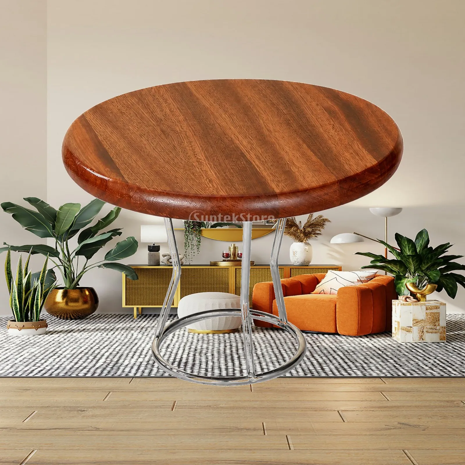Wooden Pizza Cutting Board Stand with Stainless Steel Holder for Home Kitchen Bakery Display and Commercial Dining Table Use
