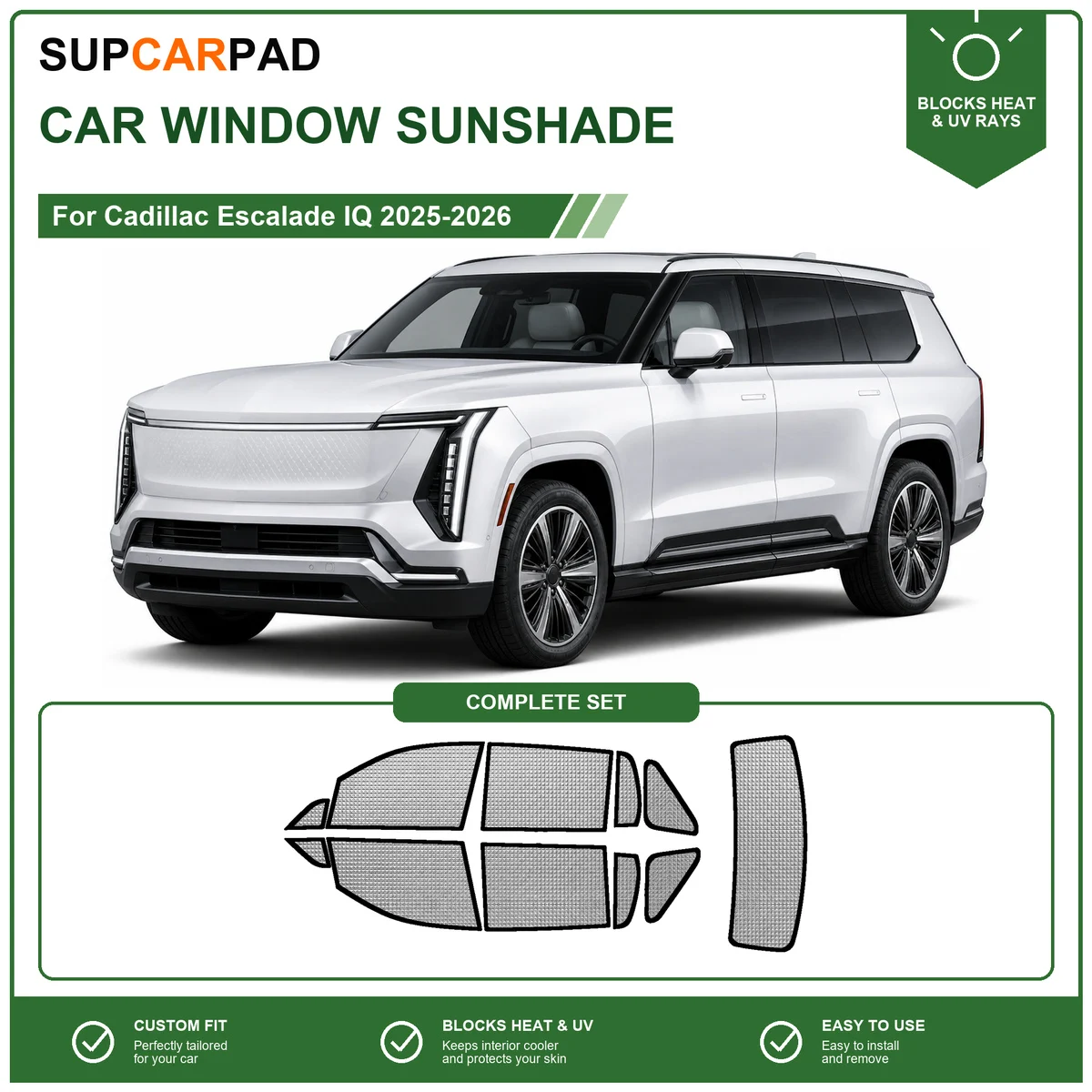 For Cadillac Escalade IQ 2025-2026 Full Set Car Window Sunshades UV Block Privacy Heat Insulated Foldable Car Curtain