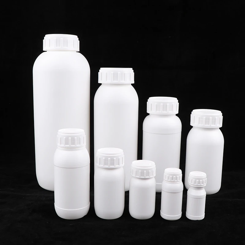 10 ml-1000 ml Kunststoff HDPE Weiß Leere Verschlussflaschen Pillenfläschchen Tablet Kapsel Festes Pulver Tragbare Behälter