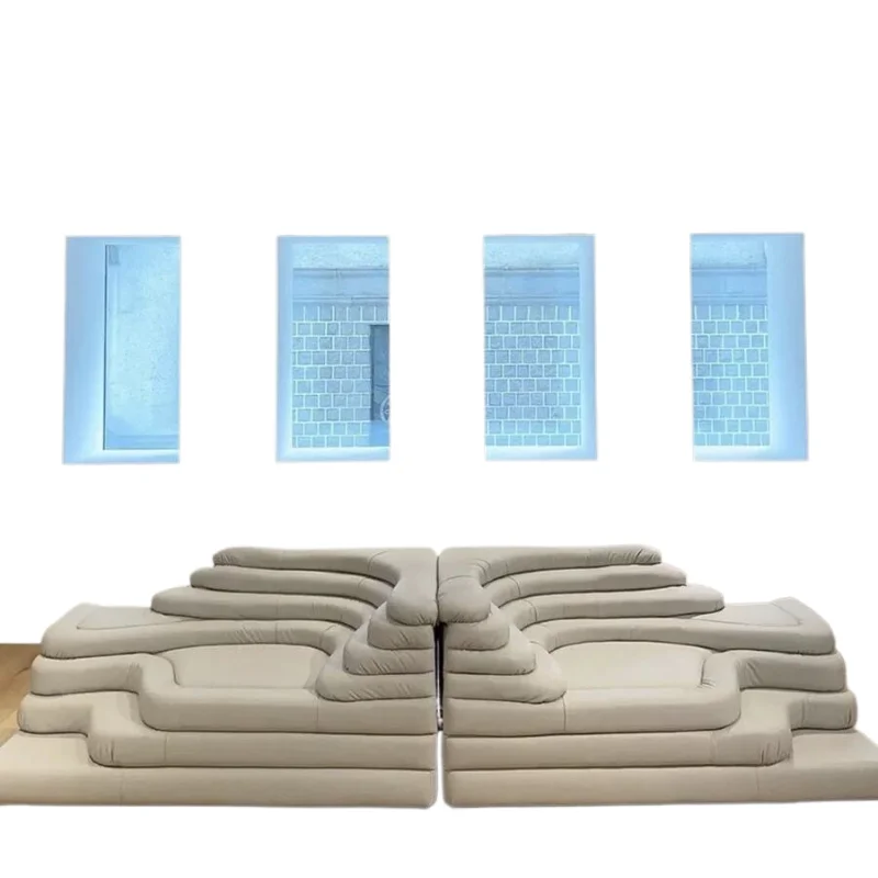 

Italian light luxury minimalist medieval terraced sofa, leather sofa