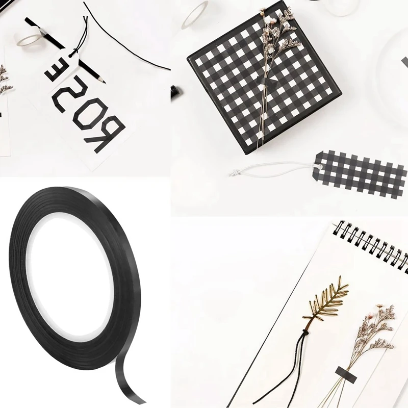 화이트 보드 그래픽 차트 테이프 32 개, 드라이 지우기 보드 아트 테이프, 얇은 검정색 그리딩 그래픽 테이프, 너비 3Mm, 광택 검정색