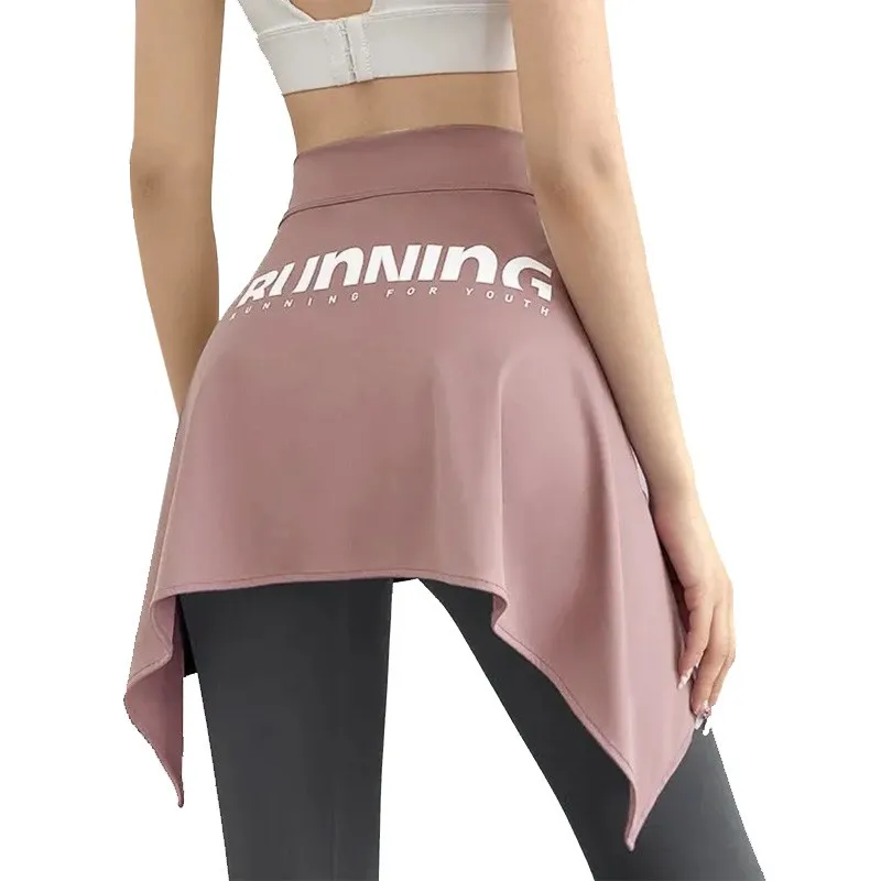 Summer Y2k Quick Dry Climbing Running Fitness Anti-naked Skirt Women Dance A Shawl Tie Waist Lady Sports Yoga Skirt Pink Fashion