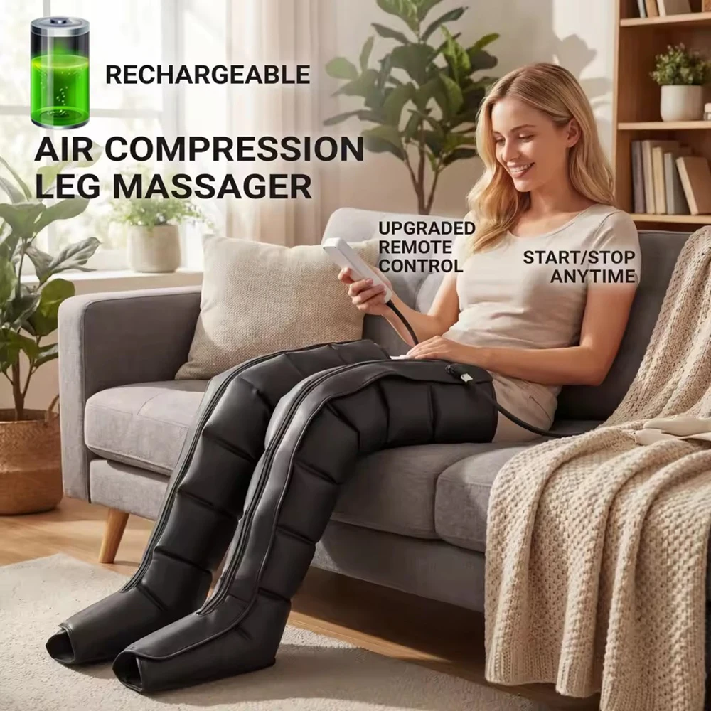 NEW Rechargeable Portable Lymphatic Drainage Air Pressure Compression Boots Relax Presoterapia Leg Massager for Sports Recovery