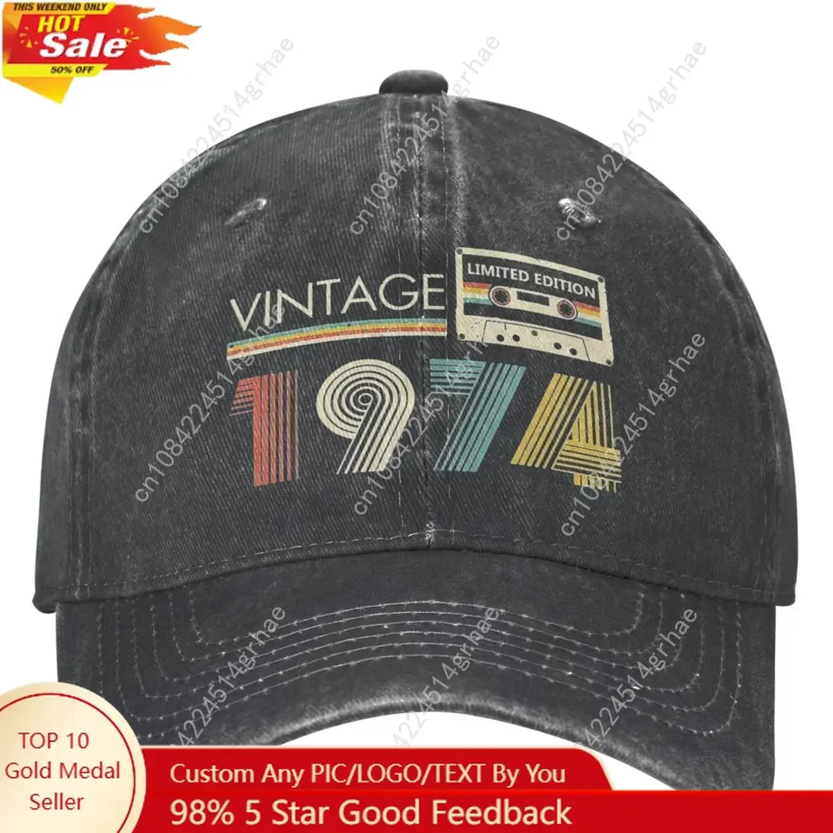 

Vintage Vintage 1974 Cassette 50th Bithday Gift Baseball Cap for Men Women Trucker Hat 50 Year Old Present Adjustable Fit