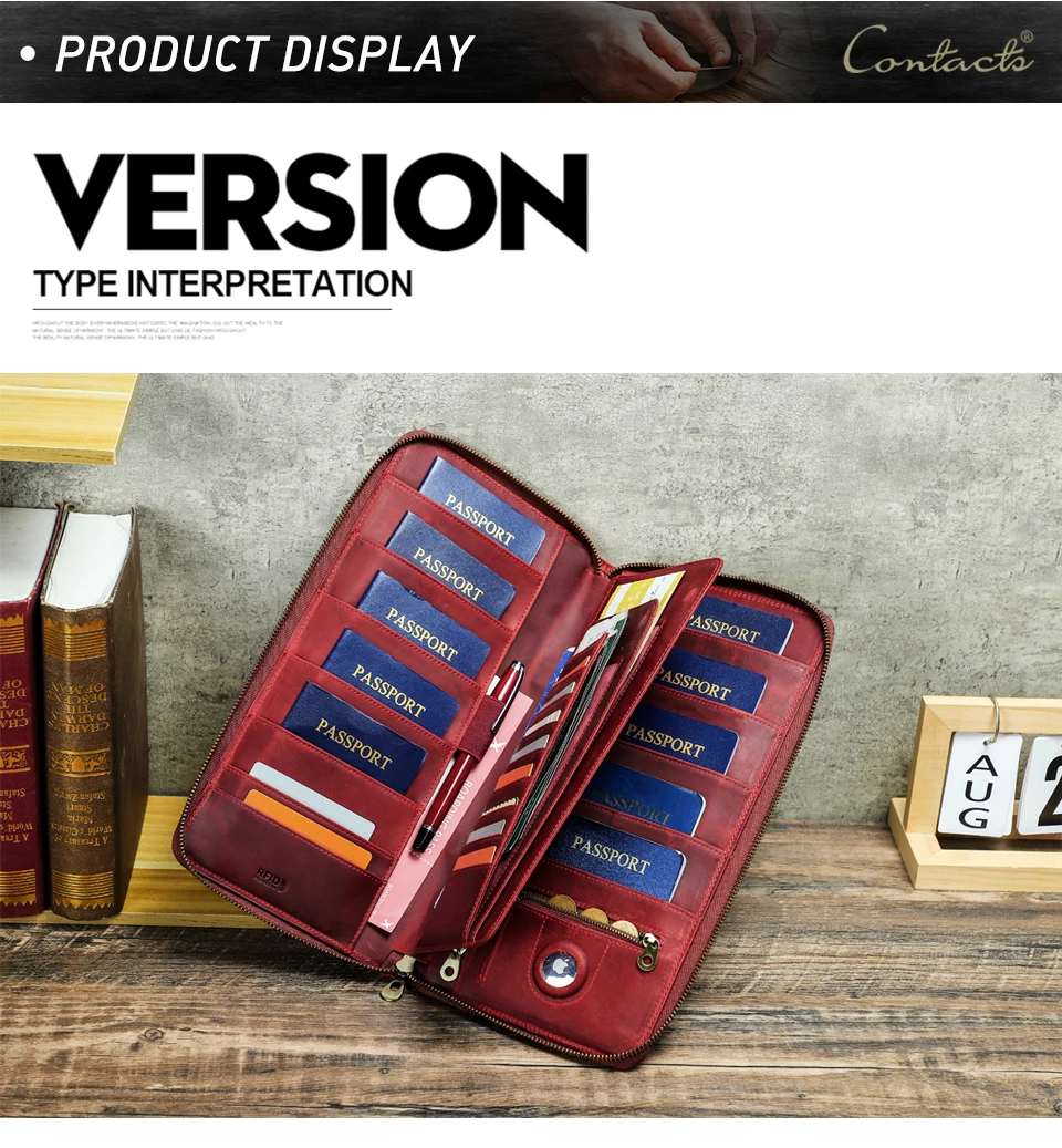 Reisepass-Etui, Familien-Reisepass-Halter, Dokumenten-Organizer, Kartenhalter, Clutch, RFID-Schutz, Diebstahlschutz, Verlustschutz – Detail 12