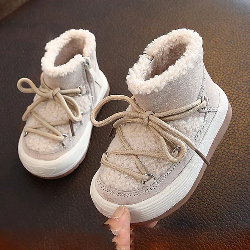 Neve crianças botas quentes menina princesa de pelúcia sapatos da criança 1-6 anos de idade meninas macio confortável casual zíper crianças botas