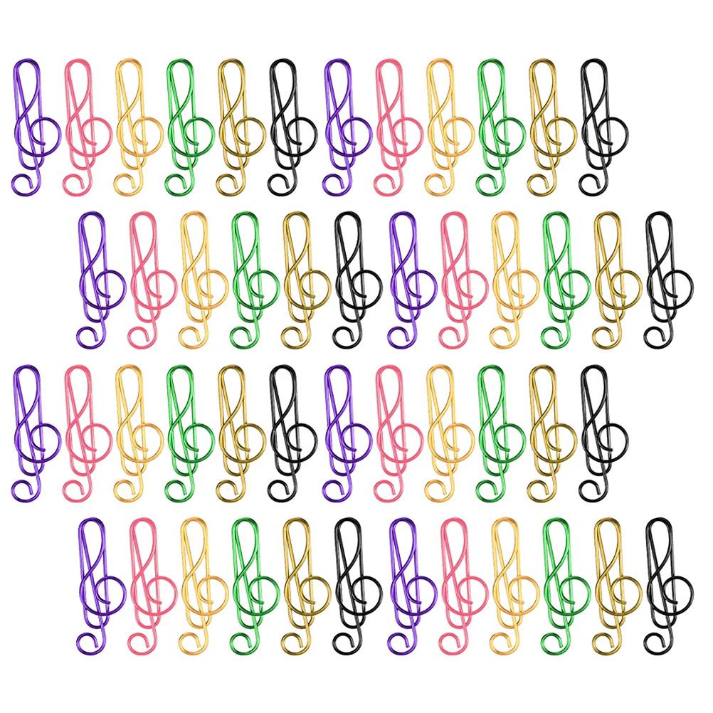 75pcs Colored Paper Clips Metal Bookmark Creative Music Note Shaped for Paperwork Documents Files Students Office Supplies