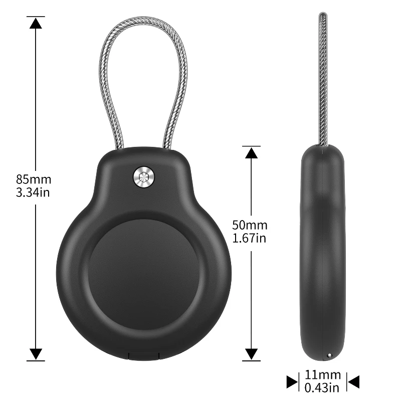 Heavy Duty For Apple AirTag Case PC Full Coverage - Metal Lanyard Drop-Resistant Anti-Loss Tracker Shell