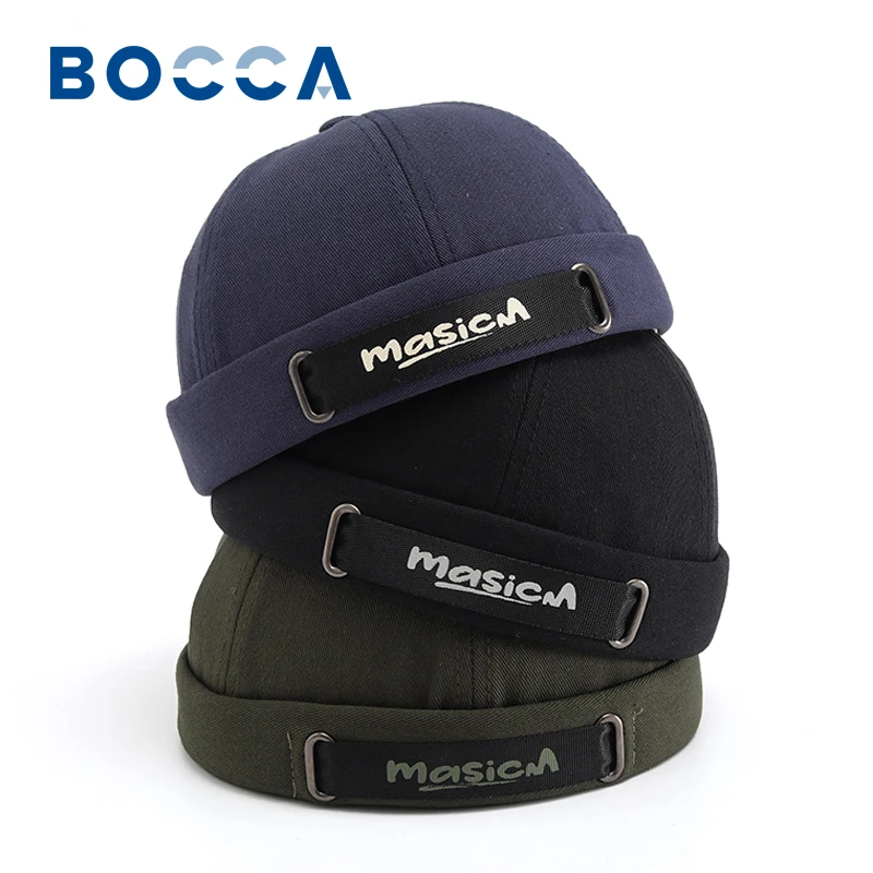 Bocca Docker Cap bez daszka Skullcap kopuła czapki bez ronda czapki jednokolorowe regulowane Retro Hip Hop modny kapelusz Gorras