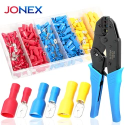 260PCS 6.3mm Spade Crimp Terminals Electrical Wire Connectors Insulated Male and Female For Quick Connection Cables Splice Plugs