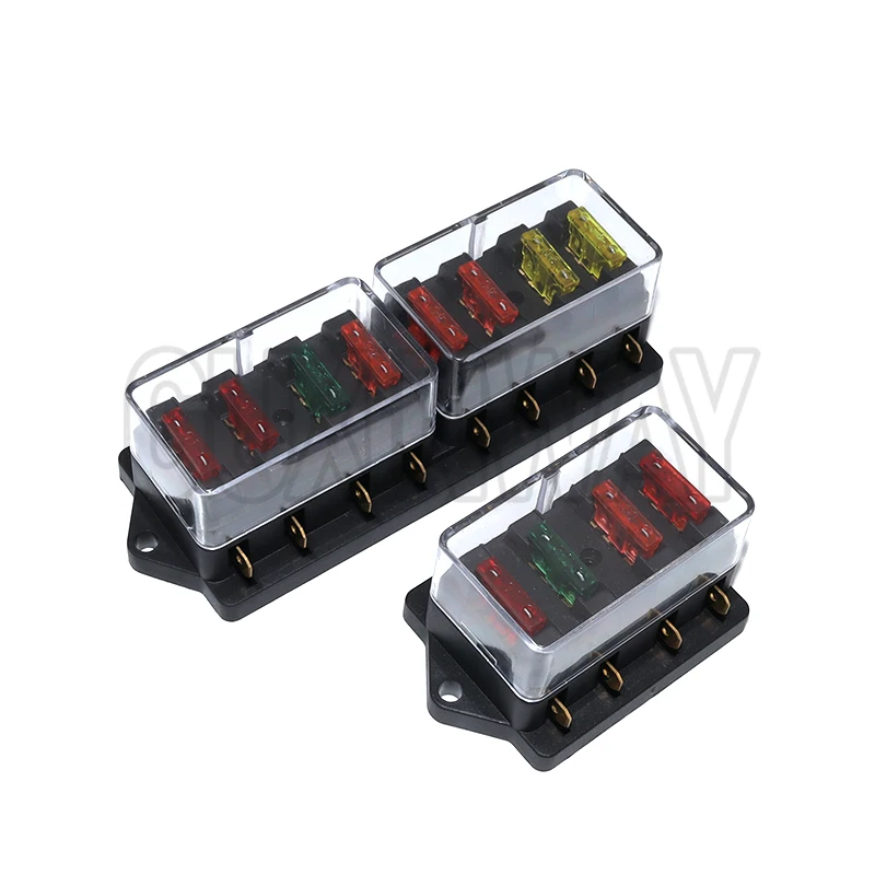 For 12V 24V ATO Standard Circuit 4/6/8/10/12 Way Car Fuse Box Car Fuse Holder Car Auto Blade Fuse Box with 4/6/8/10/12 Fuses