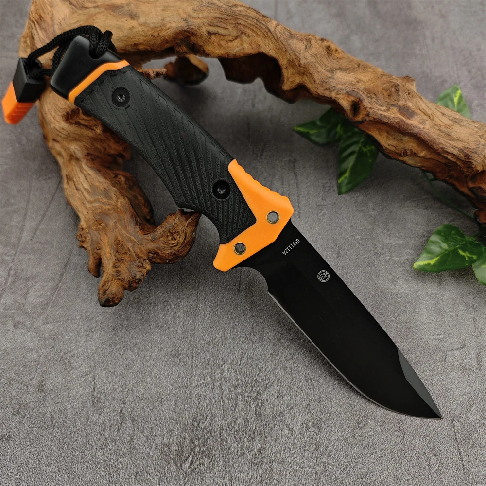 Military Fixed Blade Survival Knife Bear Grylls Ultimate 8Cr13Mov Blade Rubber Handle Outdoor Hunting Camping Combat Knives