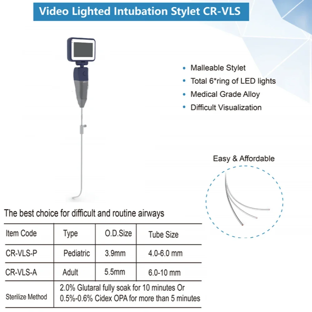 Ent Flexible  Reusable Digital Video Laryngoscope Bronchoscope Otoscope Adult Pediatric Intubation Catheter