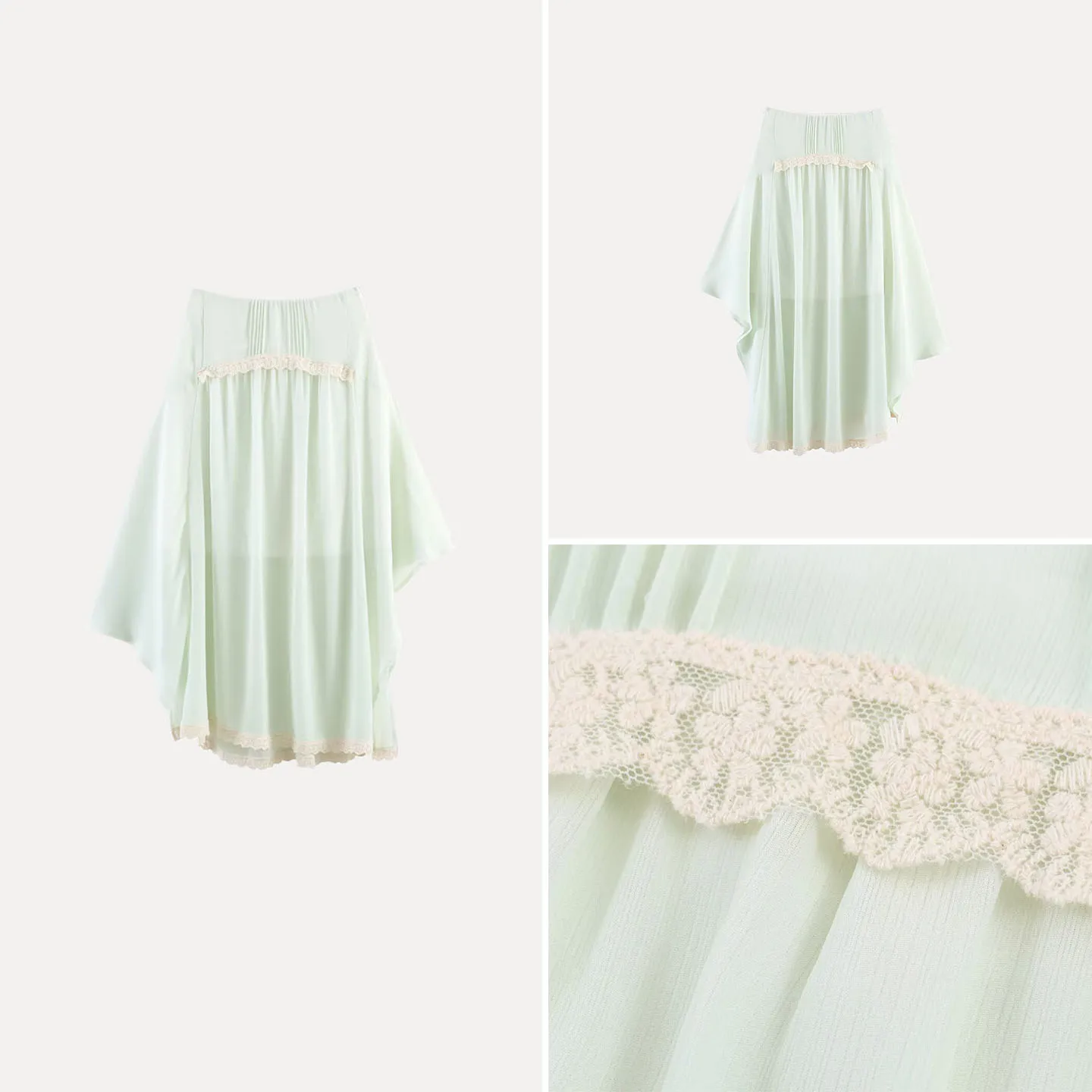 Fashionable Casual Lace Trim Asymmetrical Hemline Half-length Skirt for Women New 2026 Summer Collection Standard Waist