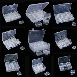 Plastic Organizer Box Small Bead Organizer Cases Mini Clear Bead Storage Container Box with Hinged Lid for DIY Jewelry Supply
