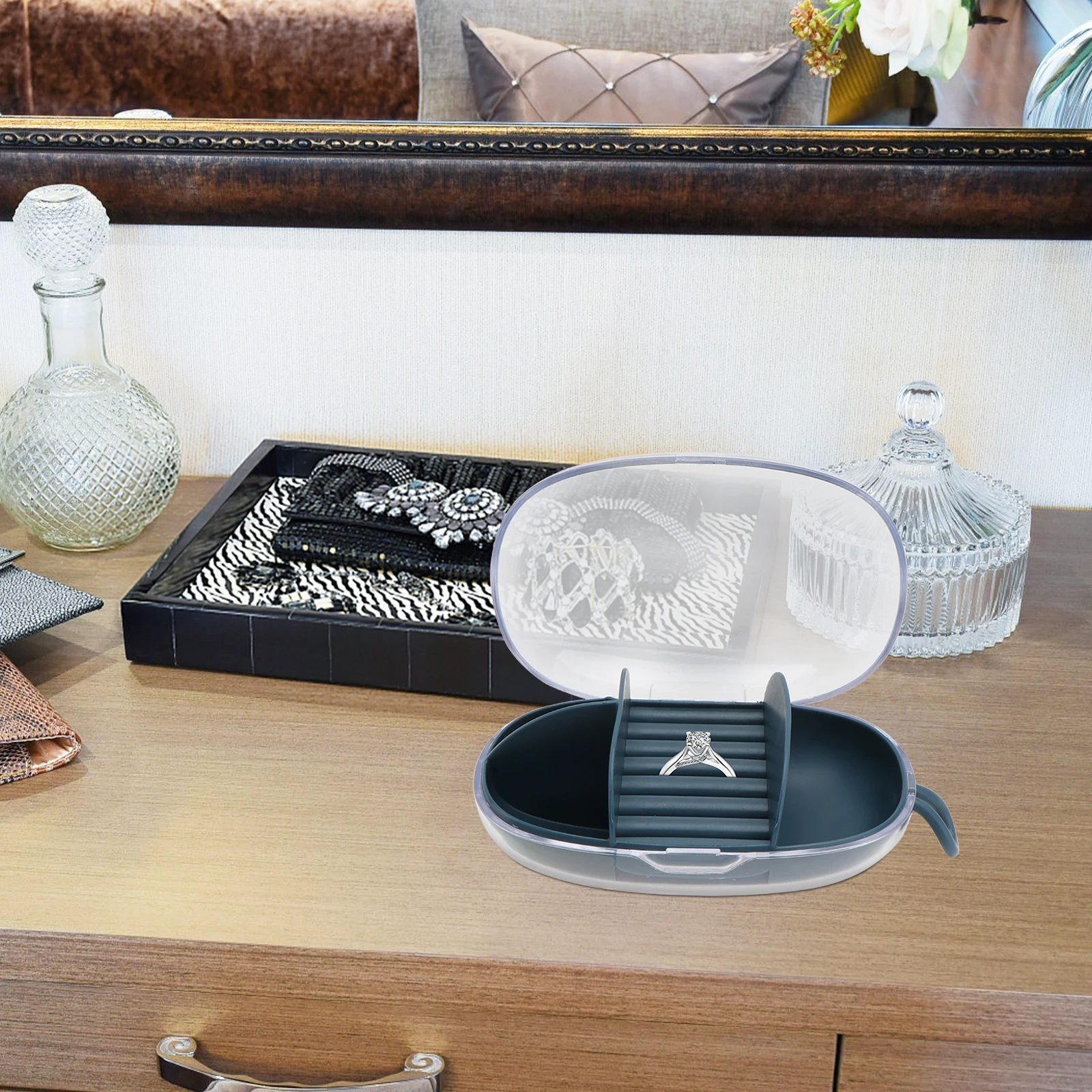 

Portable Jewelry Box Storage Case for Earrings Necklace Travel TPR Holder Collection High Quality Environmental Protection