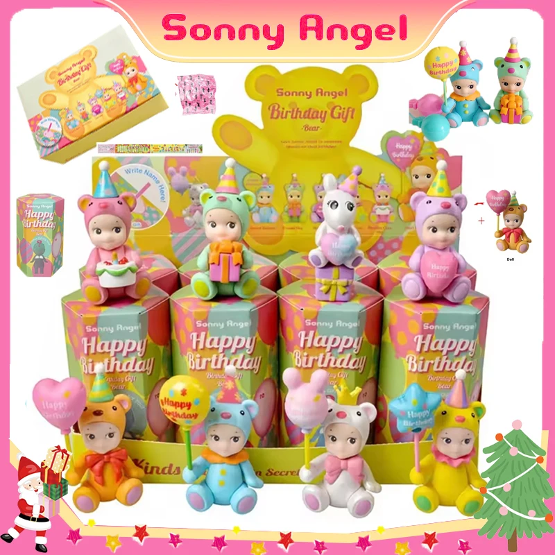 Sonny Angel Geburtstagsgeschenk Bär Serie Blind Box Tier Anime Figur Ornamente Niedliche Puppe Fans Desktop Auto Ornament Weihnachten Gif