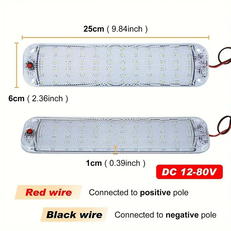 LED Car Interior Lights Ultra-thin Highlight Crystal Housing 72LED Roof Ceiling Reading Lamp For Box Trucks Campers Boats RV image 5