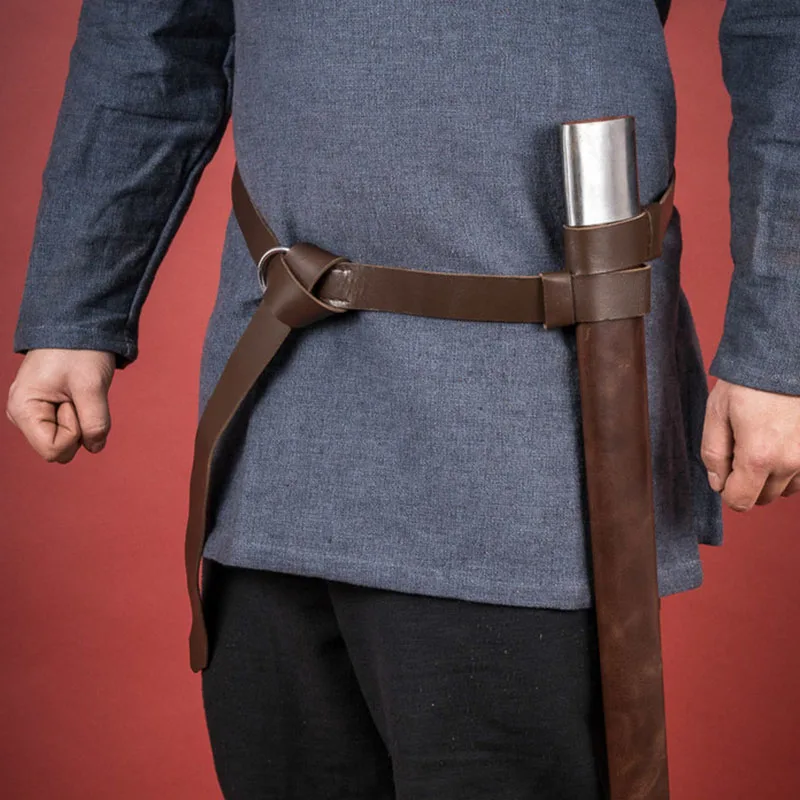 Medieval Viking Pirate Knight Sword Belt Leather Sheath Scabbard Holder Steampunk Accessory Men Larp Rapier Ring Strap Waistband