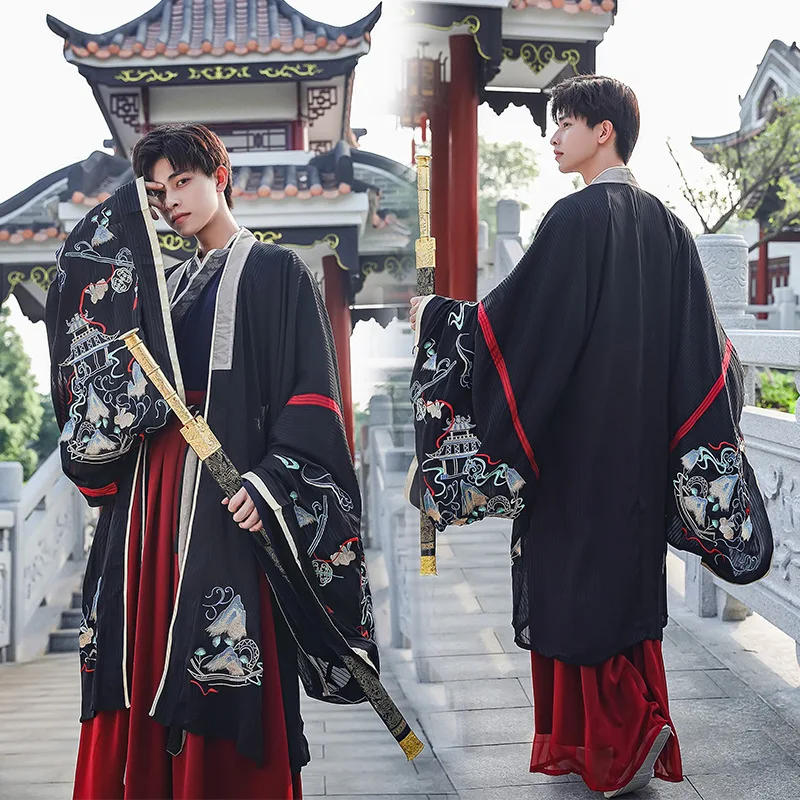 

Tang Dynasty Ancient Chinese Hanfu Dress Chinese Clothing for Men Han Dynasty Long Robes Dance Stage Yangko Kungfu Clothing