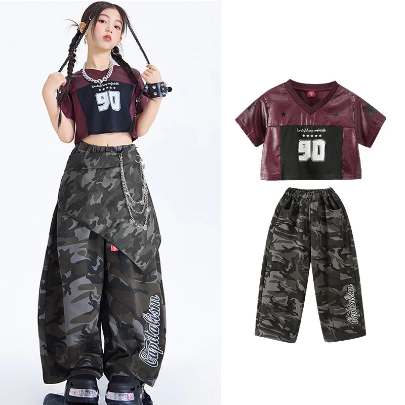 

Children'S Ballroom Dance Suit Kids Hip Hop Dance Costume Street Wear Girls Jazz Dance Clothing Stage K-pop Outfits XS11346