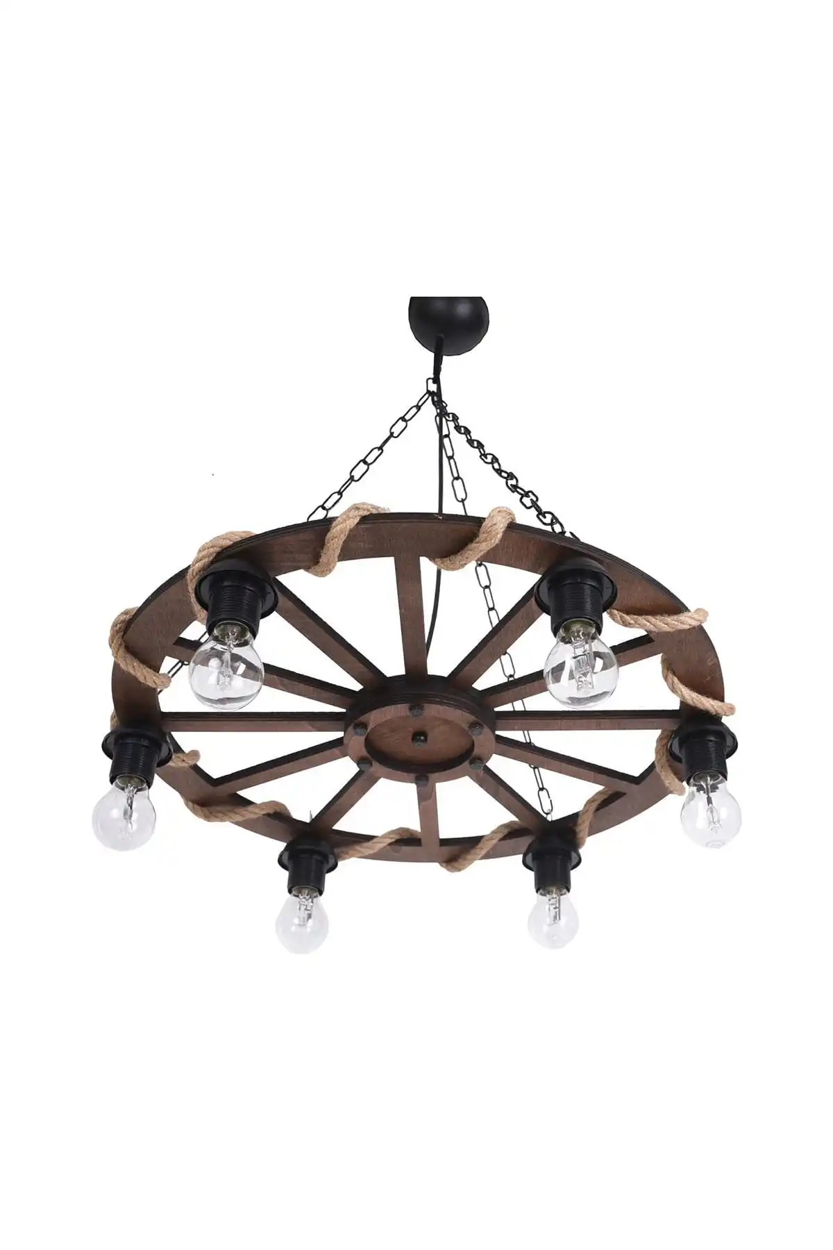 Wheel Wire Rope Rustic Chandelier Genuine Wood Ceiling chandelier Chandelier Living room decoration Kirchen Chandelier Hanging light 2021 Modern