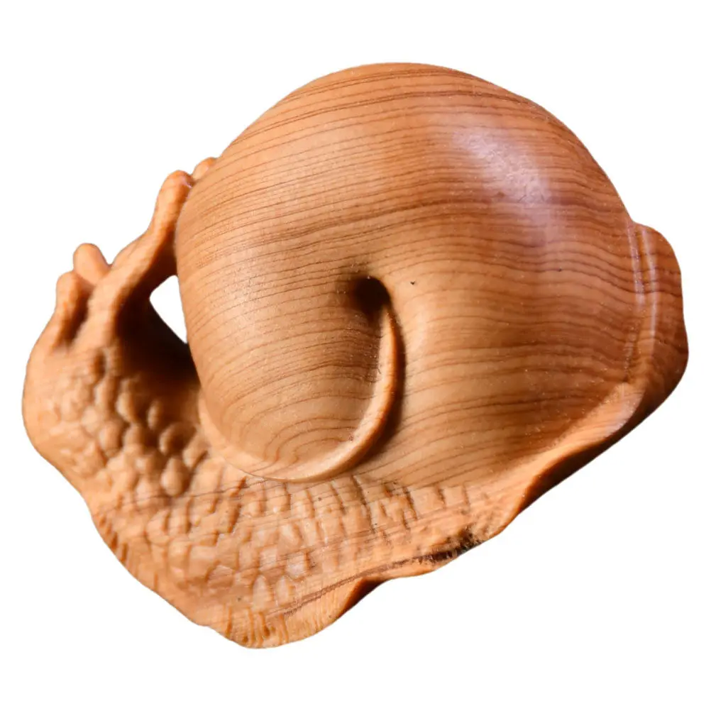 

Wooden Snail Decor Hand Carved Smooth Polished Rustic Snail Ornament for Desk Shelf Home Office Decoration Animal Model