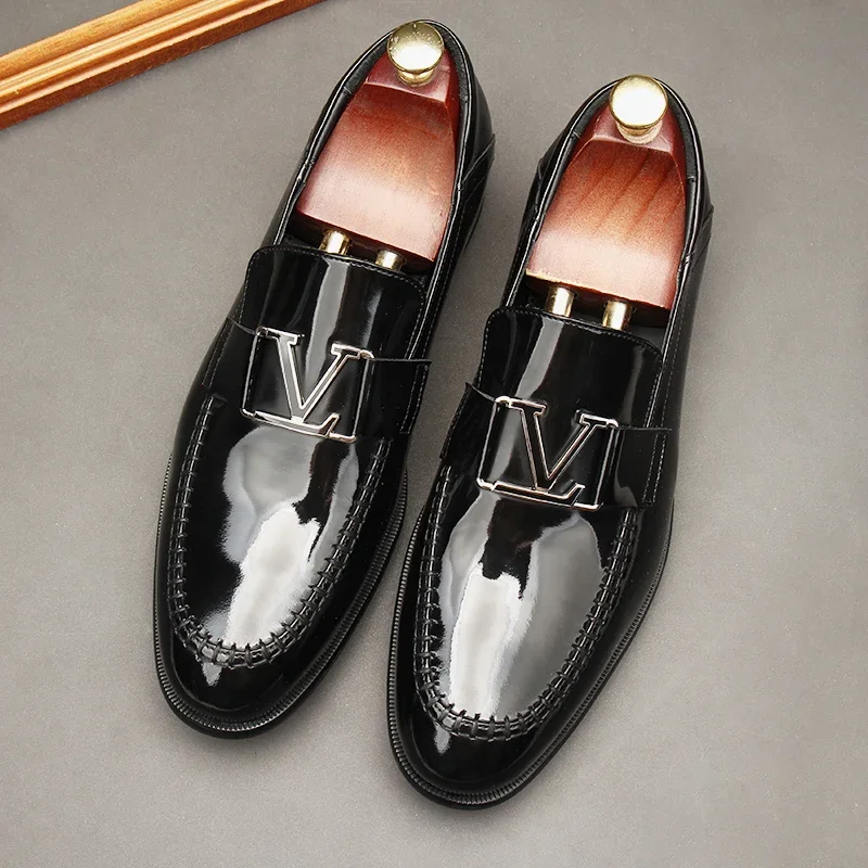 

2024 New Fashion Business Dress Men's Shoes Premium Cowhide Shining Casual Slip-on Shoe Shoes