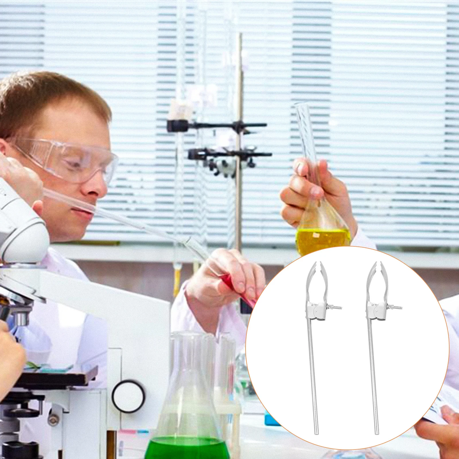

2Pcs Universal Beaker Clamp Strong Hold Flask Test Tube Condenser Holder Adjustable Lab Experiment Tool Equipment