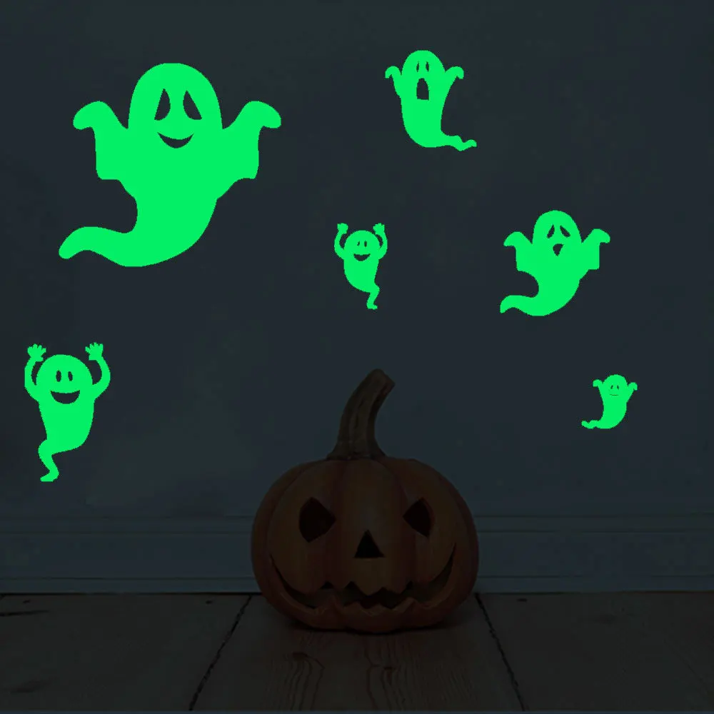 Night Glow Ghost Skeleton Bat Glow in The Dark Window Wall Sticker Luminous Wall Decals For Halloween Party Decoration