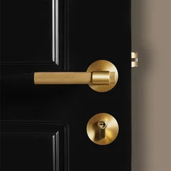 DOOROOM Luxury Brass Knurled Door Handle Set Interior Privacy Lock for Bedroom Bathroom Double Door Lever Dummy Privacy Options