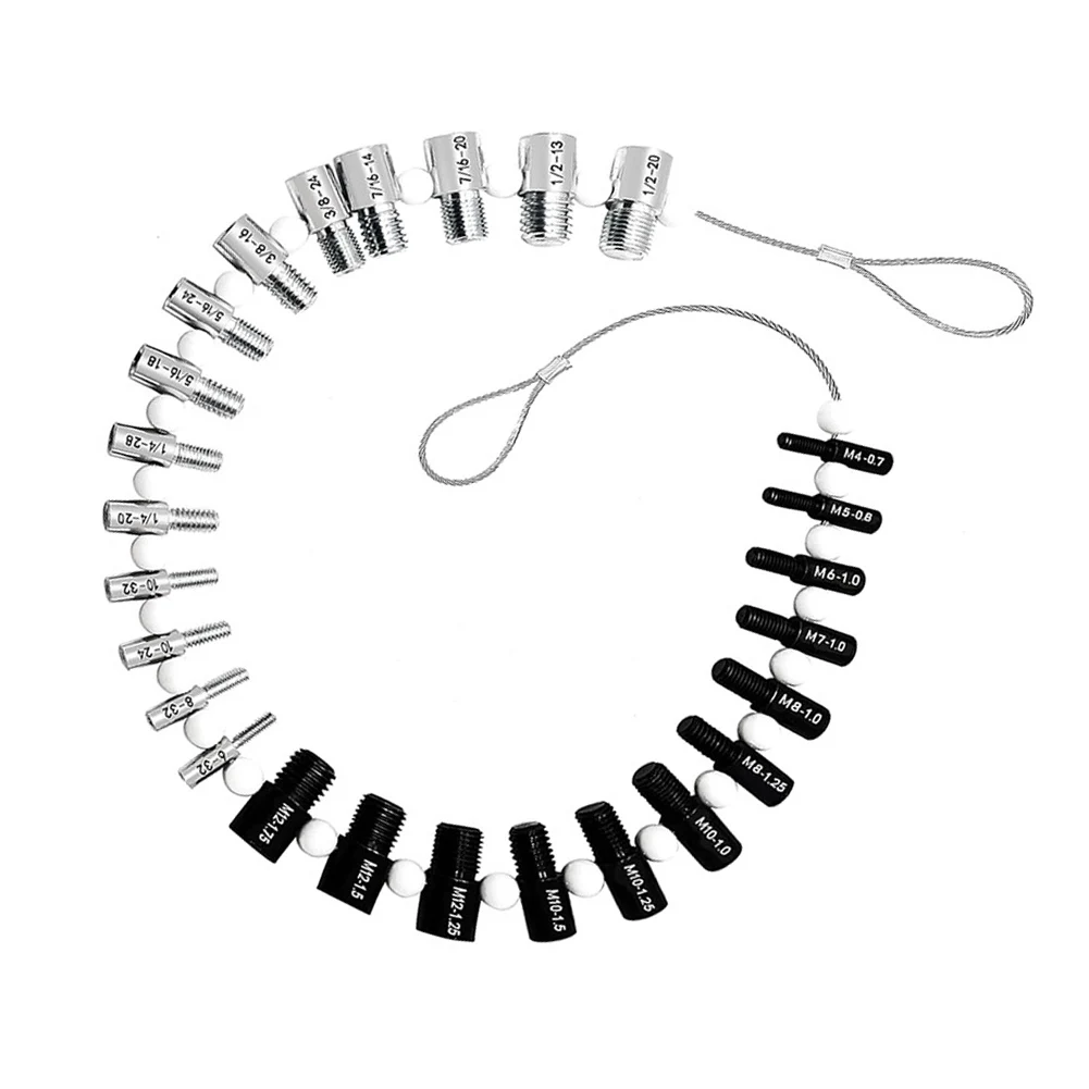 Inspection And Repair Thread Gauge Size Identifier Tool Part Silver Black Engraved Markings Compact Storage Design
